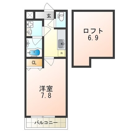 八戸ノ里駅 徒歩5分 1階の物件間取画像